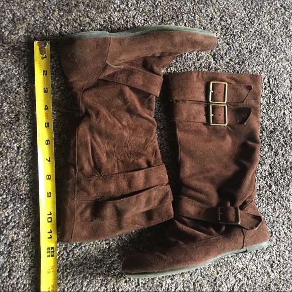 Mid Calf Brown Boots w/ Buckles - Picture 2 of 5